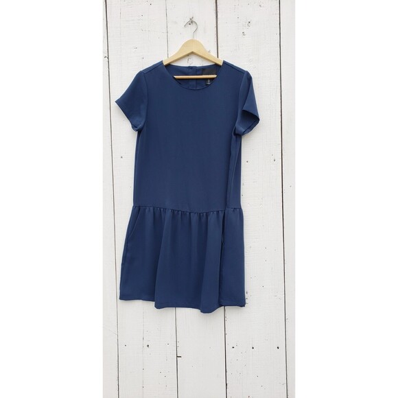 Cynthia Rowley Womens Navy Blue Ruffled Button Sheath Dress Sz 4 - Picture 3 of 10